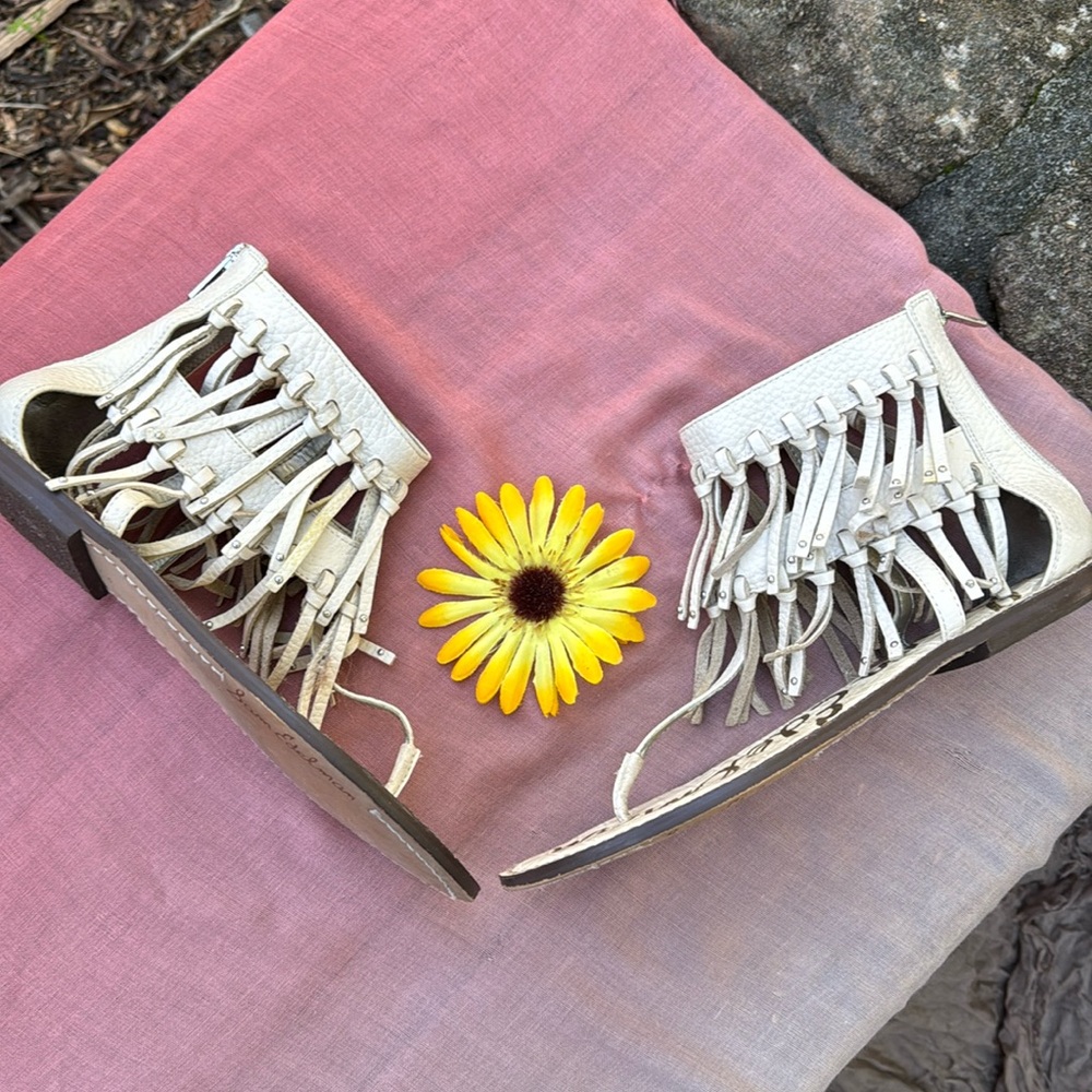 Sam Edelman Cream Fringe Sandals